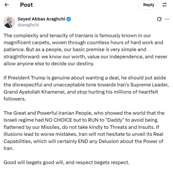 Araghchi tweet