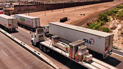 Trucks crossing into the US via a border bridge in Ciudad Juarez, Mexico (Picture credit: NYT) US allies want to redraw trade map, sans US