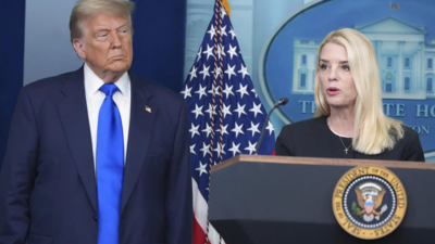 Donald Trump and Pam Bondi (AP) ‘Whatever she thinks is credible’: Trump reacts again on Epstein files; says Pam Bondi has ‘handled it very well’