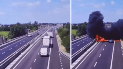 Watch: Aircraft nosedives on Italian highway, turns into a fireball; 2 killed
