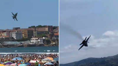 Watch: Spanish fighter jet loses control during airshow; almost crashes into crowd