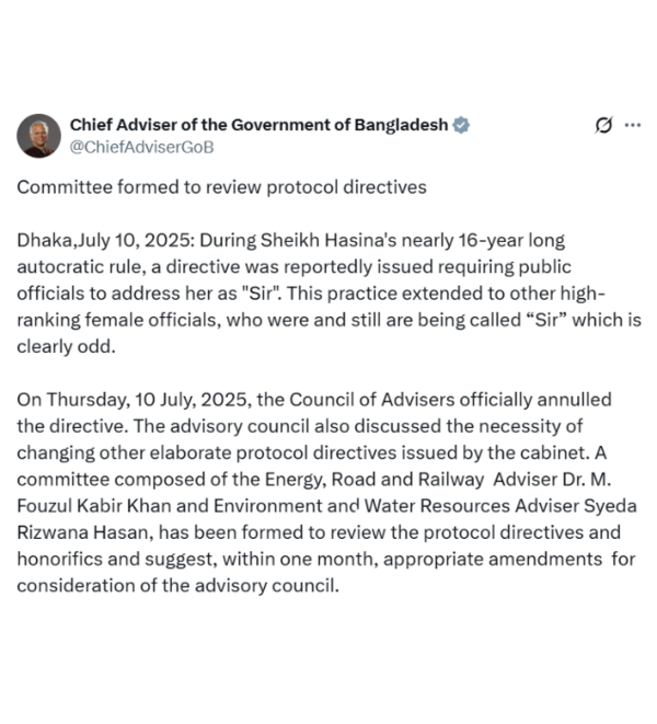 ​Post on X by @ChiefAdviserGoB​