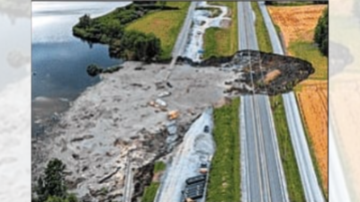 Norway: Massive sinkhole in Levanger engulfs motorway and railway; one dead