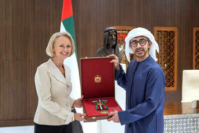 UAE President Sheikh Mohamed bin Zayed confers First-Class Order of Zayed II on US Ambassador Martina Strong