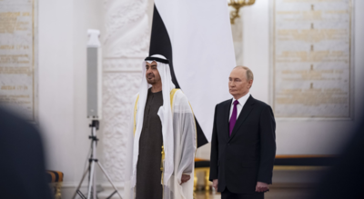 UAE President Sheikh Mohamed bin Zayed meets President Putin during official visit to Russia