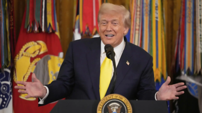 US President Donald Trump at an event to mark National Purple Heart Day (Image credits: AP) Trump honors nearly 100 Purple Hear recipients at White House; pays tribute wounded veterans, service members who gave medals after 2024 attack