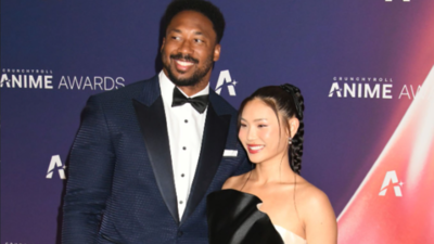 (Image via Getty: Myles Garrett with Chloe Kim) Olympic Gold Medalist Chloe Kim shows up at boyfriend Myles Garrett’s Browns practice