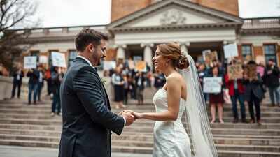 AI image used for representative purpose 'Nothing can stop love': US couple gets married amidst Pro-Palestine protest; see pic inside
