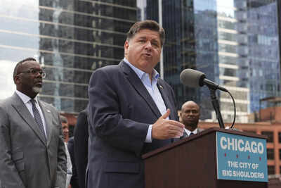 Illinois governor JB Pritzker speaks during a news conference at River Point Park. (AP) National guard in Chicago? Not on our watch: Illinois governor JB Pritzker slams Trump plan; court battles loom | Watch