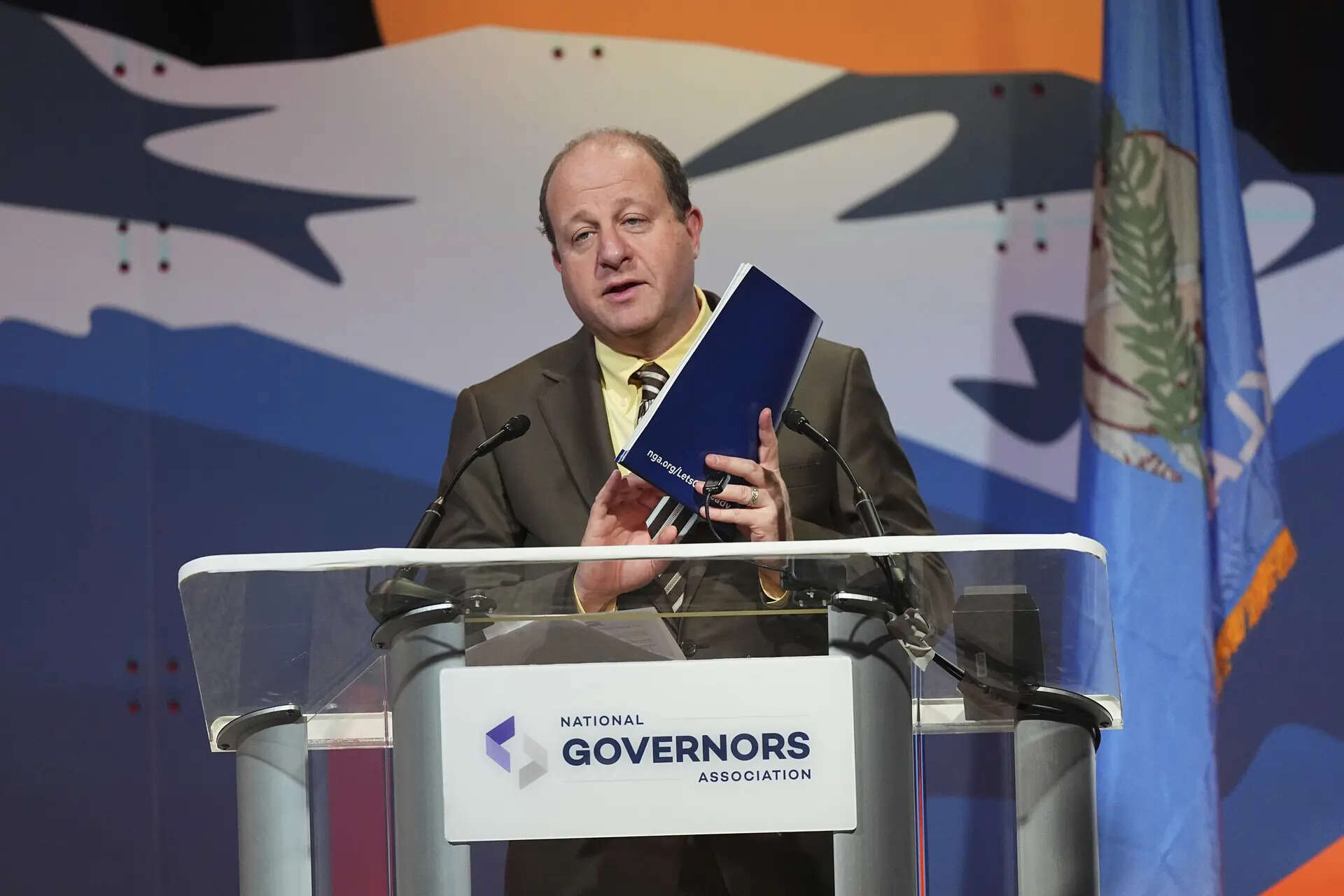 Colorado Governor Jared Polis speaks during the summer meeting of the National Governors Association at the Broadmoor Hotel in Colorado Springs, Colo. (AP Photo/David Zalubowski) Jared Polis