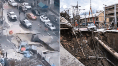 '50 meters deep': Video shows massive sinkhole in Bangkok swallowing cars, electrical poles - watch