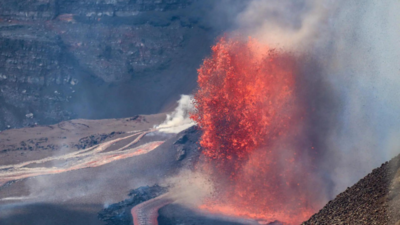 Watch: Hawaii’s Kilauea volcano erupts again; crowd gathers to witness molten lava