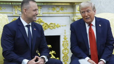 US President Donald Trump speaks during a meeting with Polish President Karol Nawrocki in the Oval Office (AP) 'First time in history': Trump offers more US military presence in Poland; calls conflict in Ukraine 'stupid war'