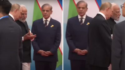 Watch: PM Modi, Putin walk past Pakistan PM at SCO Summit; Shehbaz Sharif left looking on