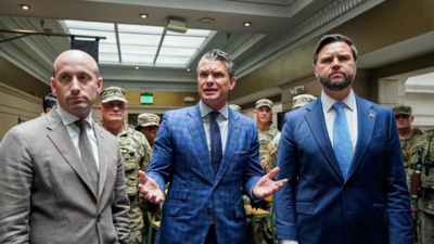 Stephen Miller (left), Pete Hegseth, JD Vance (AP) Pentagon approves 600 military lawyers to serve as temp immigration judges