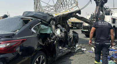 Tailgating violates UAE federal law with Dh400 fines, four black points, and possible vehicle impoundment for repeat offenders/ Image: Dubai Police UAE: One dead, two injured in multiple-vehicle collision on Emirates Road in Dubai