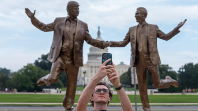 Trump–Epstein statue: ‘Best Friends Forever’ artwork on National Mall dismantled overnight; activist cites attack on free expression
