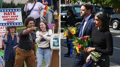 'You're a coward, protect kids not guns': JD Vance heckled outside Minneapolis church visit; protesters chant 'do better' beside pride flag