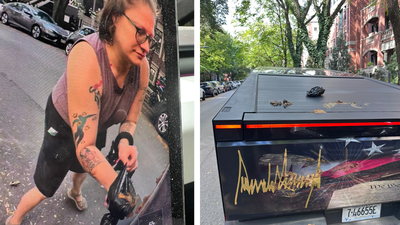 'Mental illness': Woman smears dog poop on Trump-themed Tesla Cybertruck in Chicago — Watch