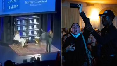 Watch: Pro-Palestinian protesters call Kamala Harris ‘war criminal’ during book launch – here’s how she responded
