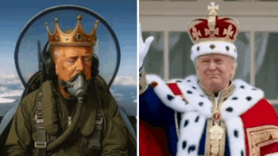 AI-generated videos of Donald Trump (Video credits/X) ‘No Kings’ protests erupt! Trump hits back with AI video of himself flying fighter jet — Watch