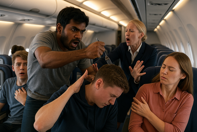 Mid-air drama: Indian passenger stabs two teens with fork, slaps woman; flight diverted to Boston
