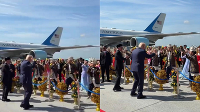 Image: X@/MilaLovesJoe 'YMCA' dance, red carpet, and US flags: How Donald Trump was welcomed at Kuala Lumpur airport -watch