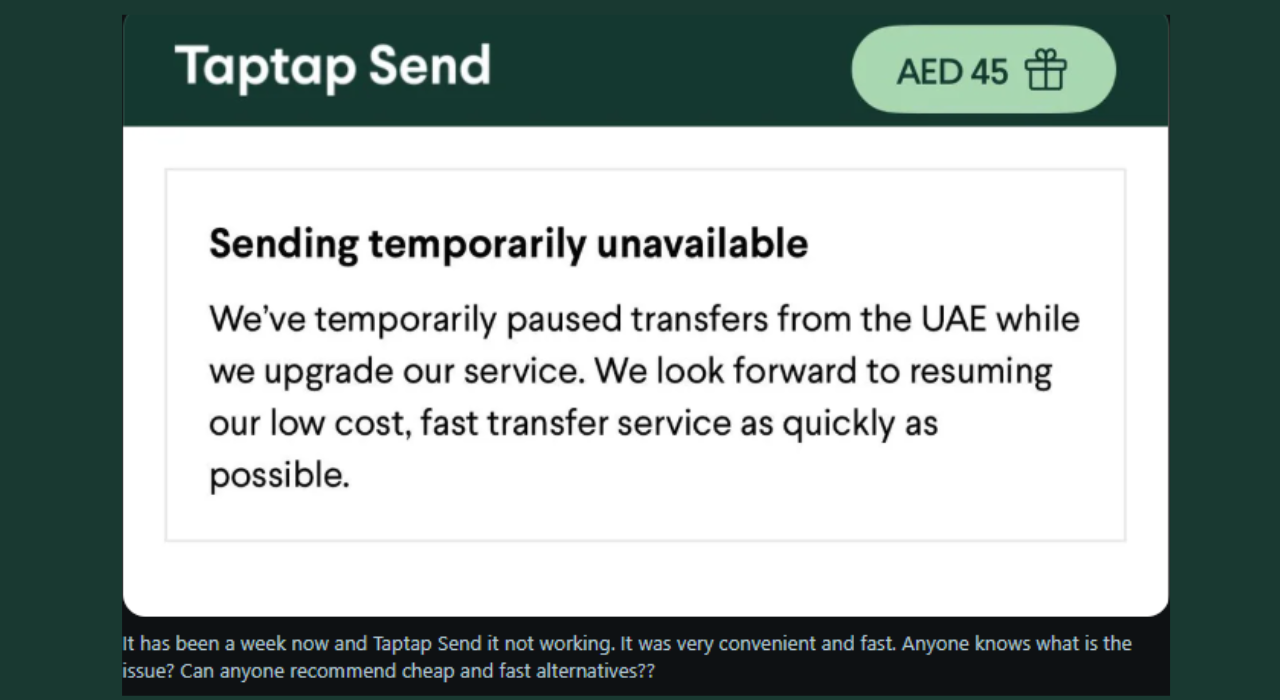 User's Reddit Post TapTap send