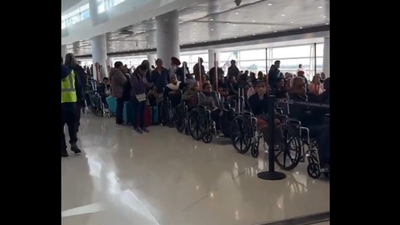 <p>A viral video shamed Indians claiming that they fake disability and book wheelchairs at foreign airports.</p>
<p>” decoding=”async” fetchpriority=”high”></p>
</div>
<div>
<p><span title= 'New scam just dropped': Video of Indians in wheelchairs at airport on India-US route triggers row