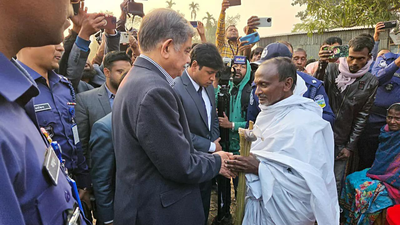 Bangladesh Education Adviser CR Abrar meets Rabilal Das, father of Dipu Chanrda Das, and expresses his condolences, in Mymensingh Will take responsibility of kin of lynched Hindu worker: Dhaka