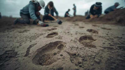 Archaeologists uncover 800,000-year-old human footprints beneath the sands of eastern England