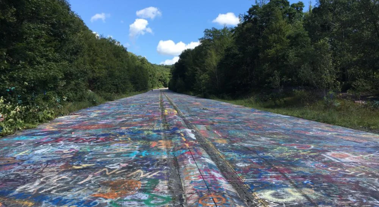 Graffiti Highway before being buried in Centrailia