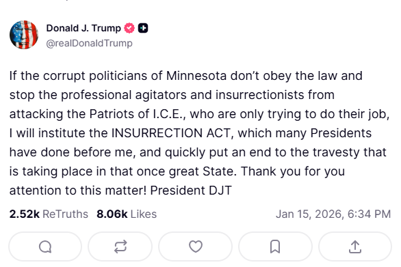 Trump's post on Truth Social