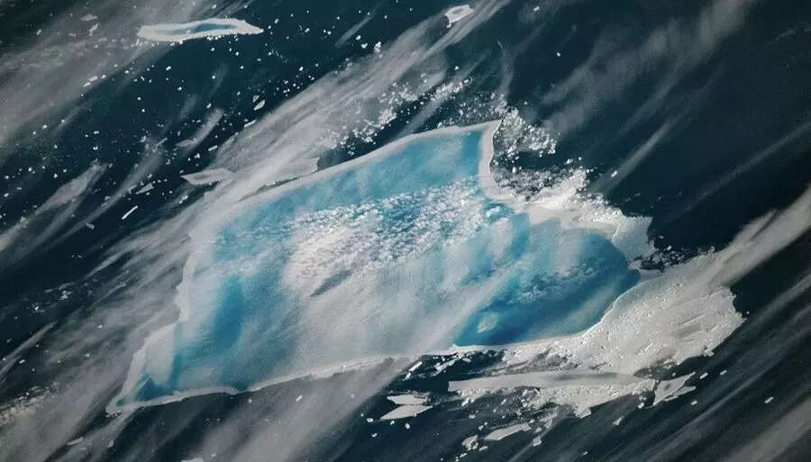 A giant iceberg that drifted away from Antarctica in 1986