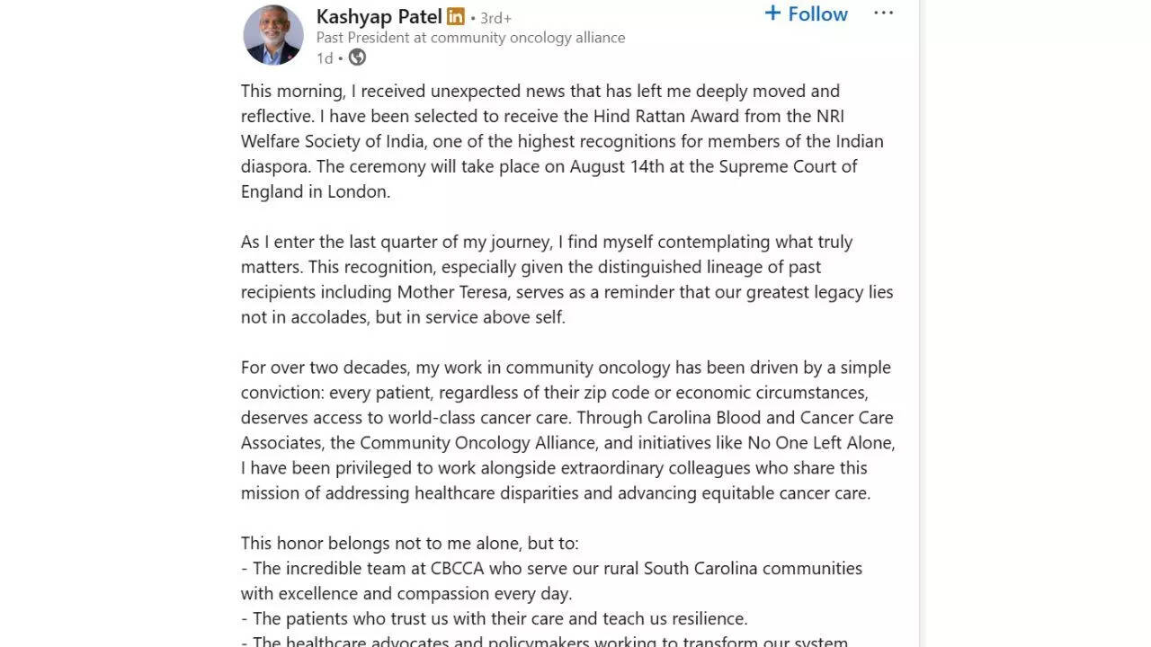 Kashyap Patel’s community-first approach to cancer care