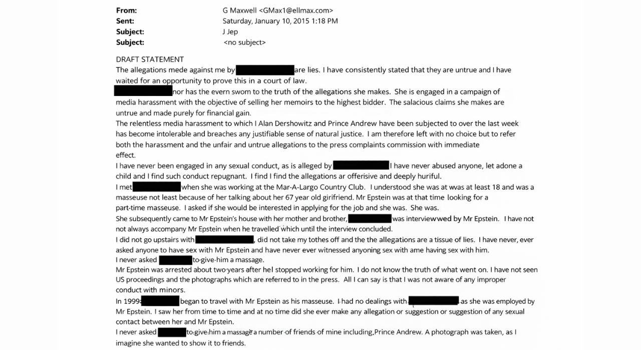 Ghislaine Maxwell Explains Prince Andrew–Virginia Giuffre Photo in Newly Released Email/ DOJ Maxwell Email