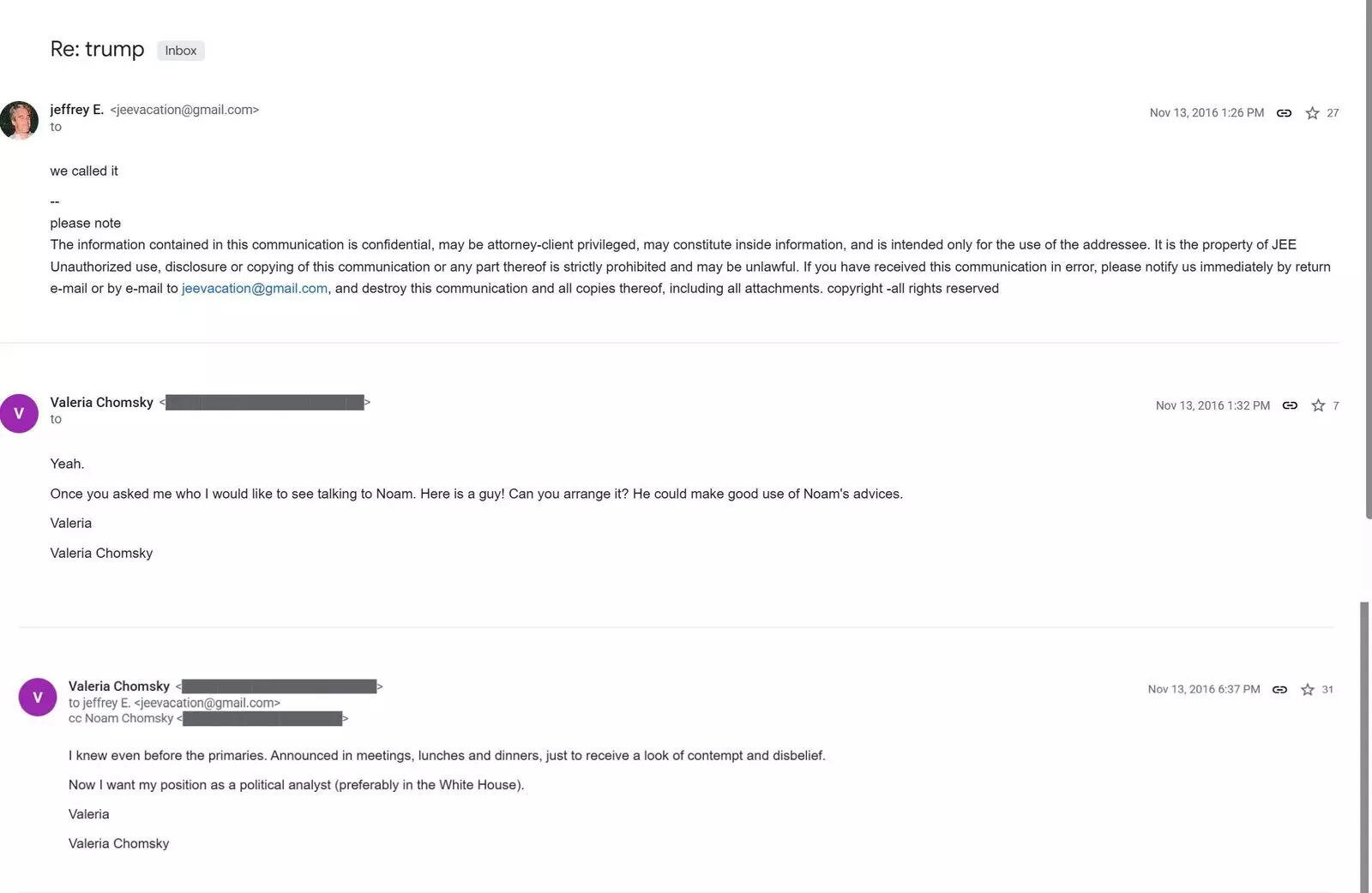 The Chomsky-Epstein Email Exchange