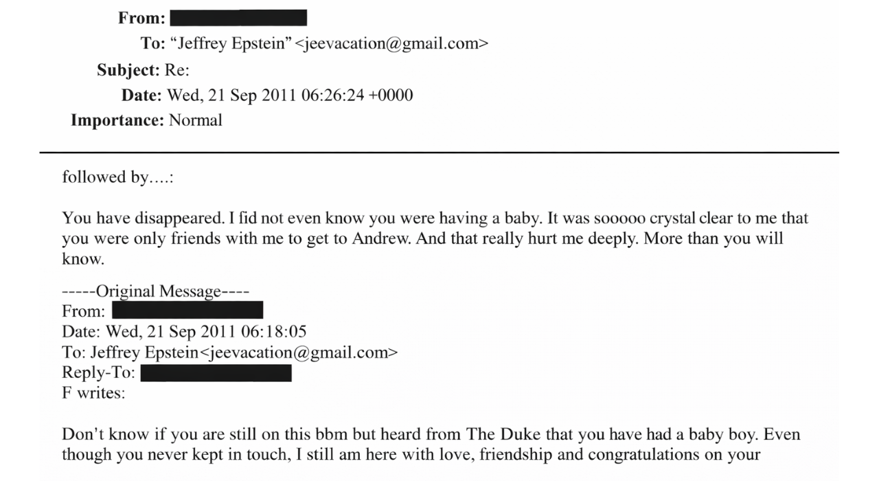 The email, which appears to be from Sarah Ferguson (DoJ)