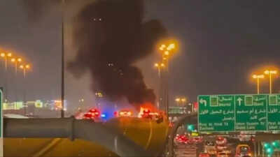 BIG IRANIAN DRONE ATTACK: Fire, Smoke Seen From Dubai's Landmark Marina Tower; Evacuations Underway