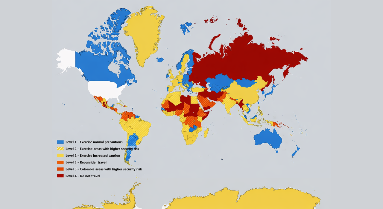A State Department map shows the world's most dangerous countries. (State Department) A State Department map shows the world's most dangerous countries. (State Department)