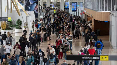 <p>Travelers wait in a TSA line at a US airport</p>
<p>” decoding=”async” fetchpriority=”high”></p>
</div>
<div>
<p><span title= 'Dire situation': TSA chief warns of US airport closures amid DHS shutdown, says assaults on officers up over 500%