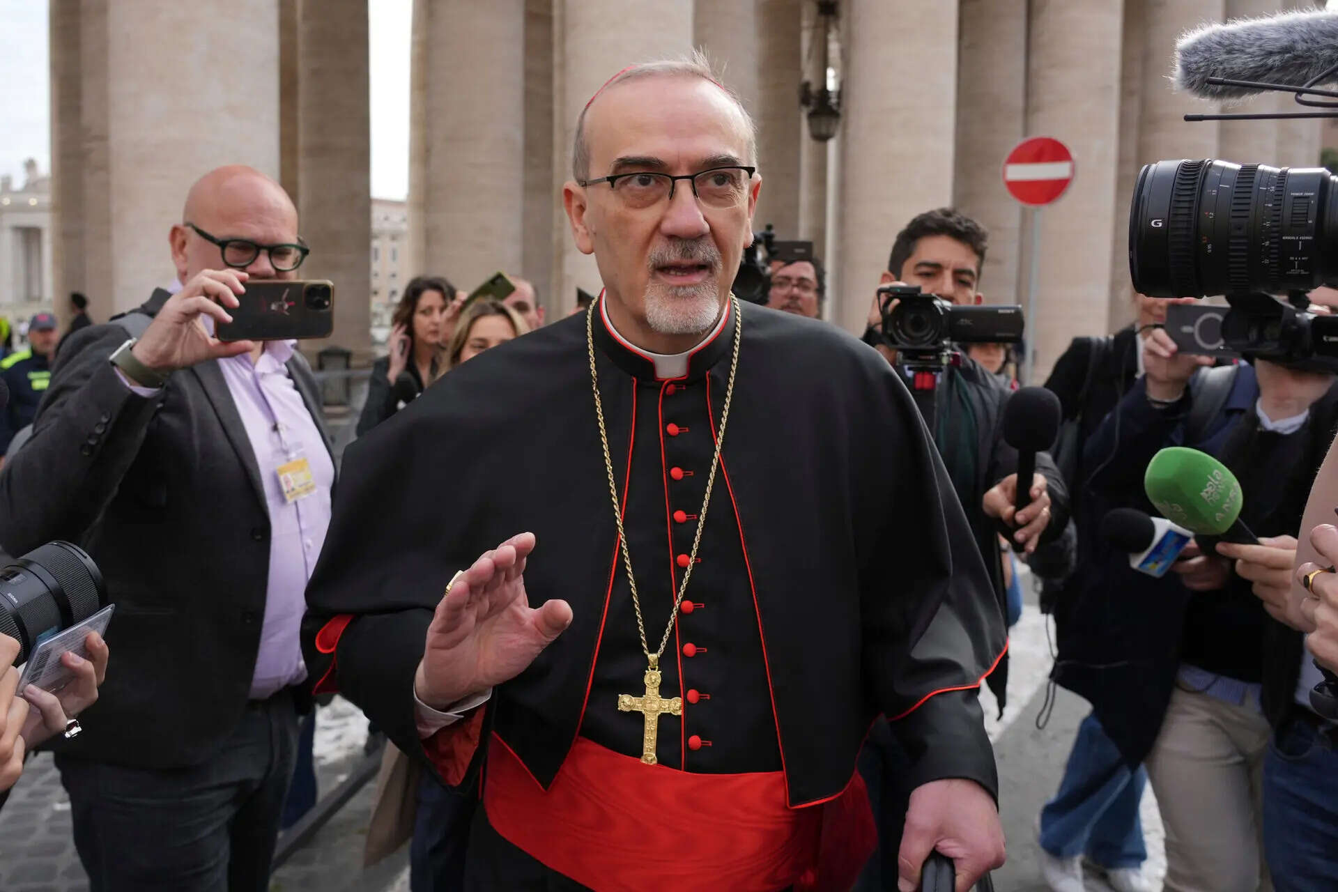 FILE - Cardinal Pierbattista Pizzaballa arrives for a college of cardinals' meeting at the Vatican, April 24, 2025. (AP Photo/Andrew Medichini, File) Holy Land's top Catholic leader calls on Christians to help build bridges in the Gaza conflict