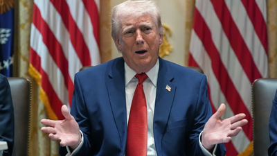 US President Donald Trump during the first cabinet meeting at the White House since the start of the conflict 'Keep blowing them away': Trump renews warning as he claims Iran 'begging' for deal