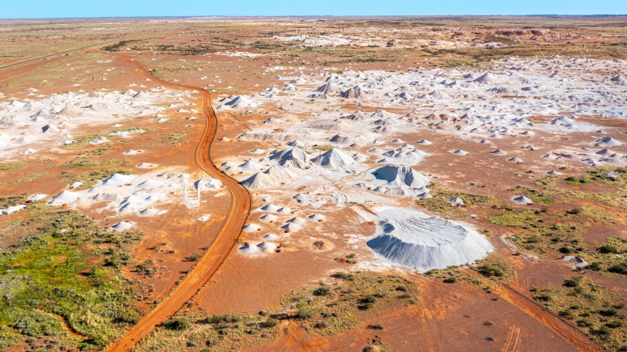 Aerial view of Coober Pedy Opal Mines , Australia