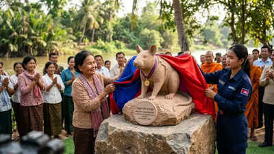 PC: Google Gemini Cambodia honours its most famous landmine-sniffing rat, Magawa, with a statue