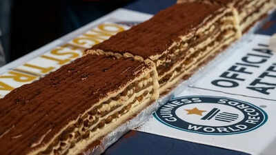 London sets Guinness World Record with 440-metre tiramisu made by 100 chefs using 50,000 biscuits