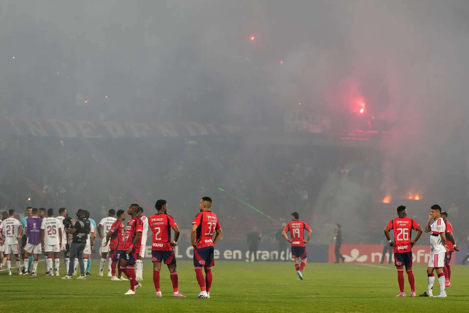 Copa Libertadores soccer match halted after just 3 minutes when fans protest with flares