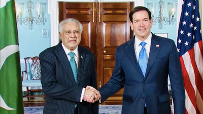 Ishaq Dar with Marco Rubio (Image/X) 'Will Pakistan recognise Israel?' Viral clip captures journalist confronting foreign minister Ishaq Dar