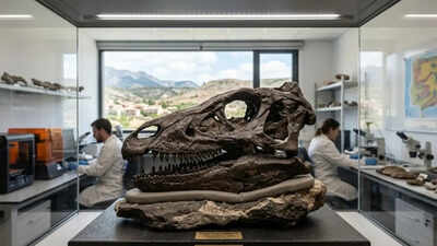 One of the rarest 150-million-year-old dinosaur skulls ever found has been uncovered in Spain