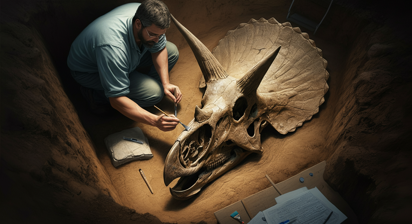 Construction workers in Thornton, Colorado, unearthed a massive fossil, initially thought to be a Triceratops. After meticulous excavation, palaeontologists identified it as a rare Torosaurus, a close relative. Torosaurus Skull Uncovered